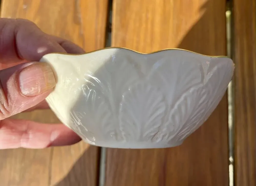 Vintage Lenox Small Bowl Greenville Sylvan 24k Gold Trim 2” x 4.5” Cream Color